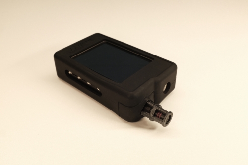 Focusbug Handset Control Unit, FB-CRT-HSU-100, with black silicone cover and antenna protection